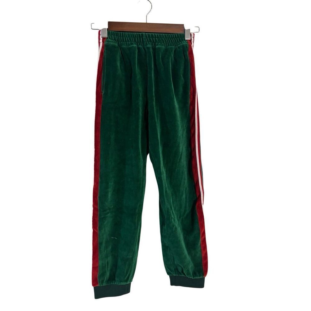 NWOT Gucci Green Velvet Velour Track Sweatpants Joggers Kid's 10 (Medium)